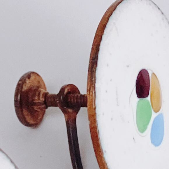 VTG 1950s Screw Back Earrings Enamel Copper Mid Century Modern - Picture 5 of 12